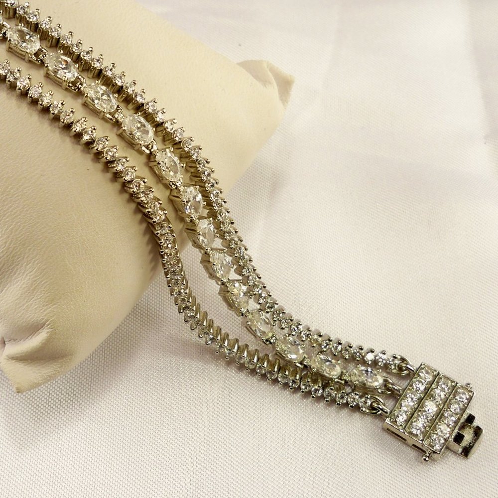 NEW Mult Strand Cubic Zirconias Silver DESIGNER Bracelet